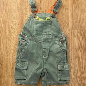 💕Gymboree Baby Boys Crocodile Graphic Embroidered Green Shortalls 💕